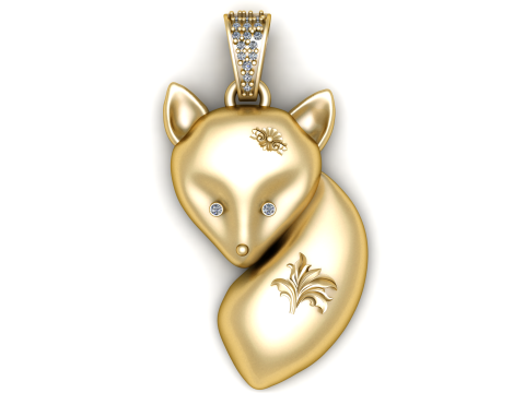 Luxus-Diamant-Fuchs-Goldanhänger 3D Modell