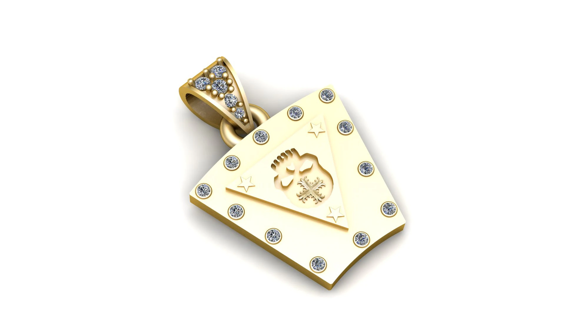 Luxury Diamond Crest Shield Pendant 3D Print Model .c4d .max .obj .3ds .fbx .stl .blend 