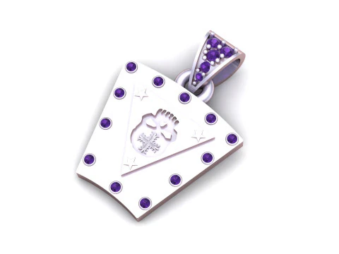 Luxury Diamond Crest Shield Pendant 3D Print Model