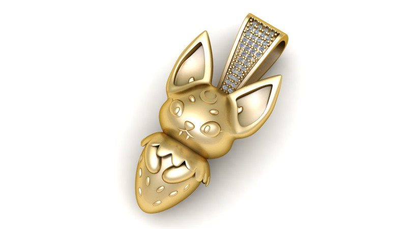 Niedlicher H&auml;schen-Erdbeer-Anh&auml;nger 3D Druckmodell .c4d .max .obj .3ds .fbx .stl .blend 