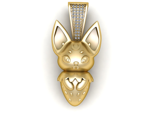 Niedlicher H&auml;schen-Erdbeer-Anh&auml;nger 3D Druckmodell