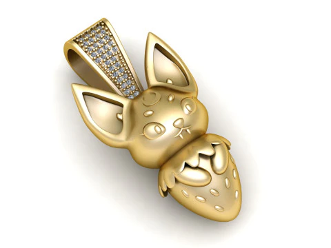 Cute Bunny Strawberry Pendant 3D Print Model