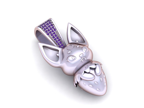 Niedlicher H&auml;schen-Erdbeer-Anh&auml;nger 3D Druckmodell