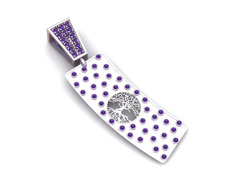 Ciondolo con barra di diamanti Albero della vita Modello di stampa 3D