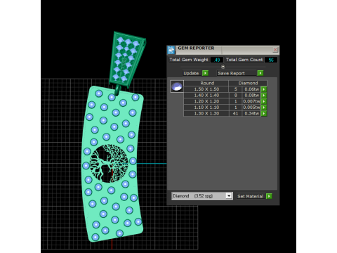 Ciondolo con barra di diamanti Albero della vita Modello di stampa 3D
