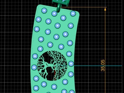 Ciondolo con barra di diamanti Albero della vita Modello di stampa 3D