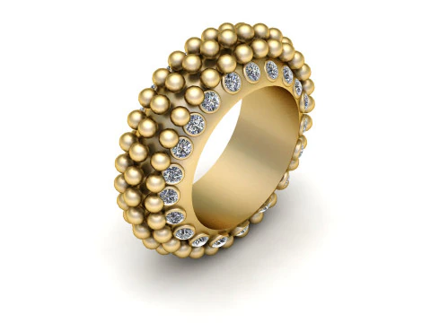 Diamond Beaded Eternity Ring 3D Print Model