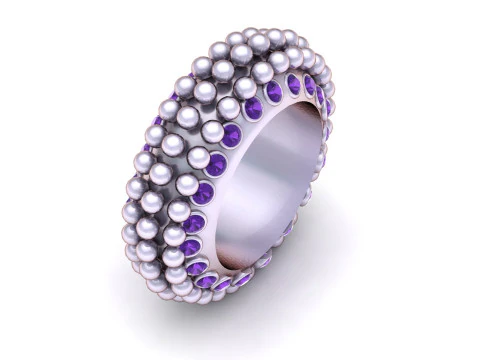 Diamond Beaded Eternity Ring 3D Print Model