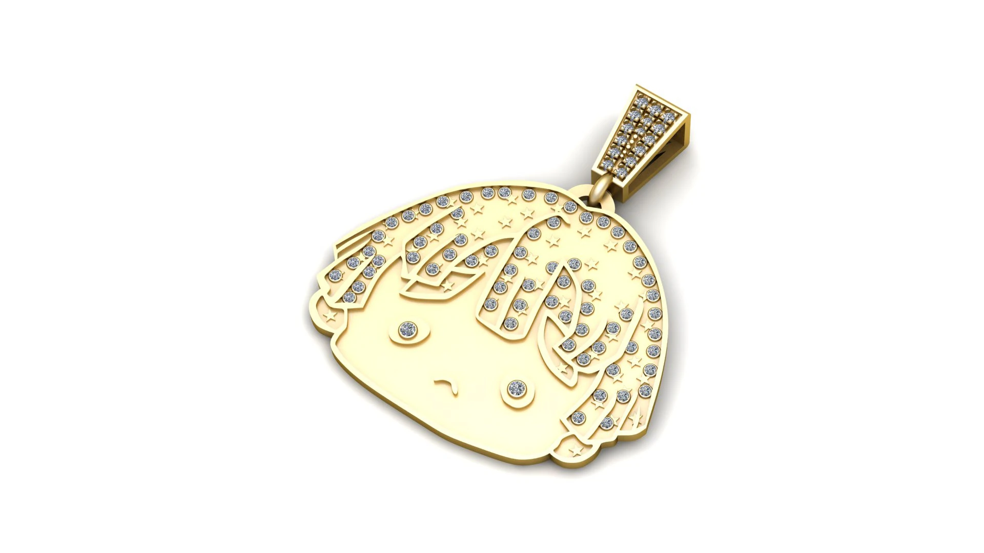 Celestial Anime Girl Diamond Pendant 3D Print Model .c4d .max .obj .3ds .fbx .stl .blend 