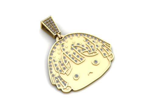 Celestial Anime Girl Diamond Pendant 3D Print Model