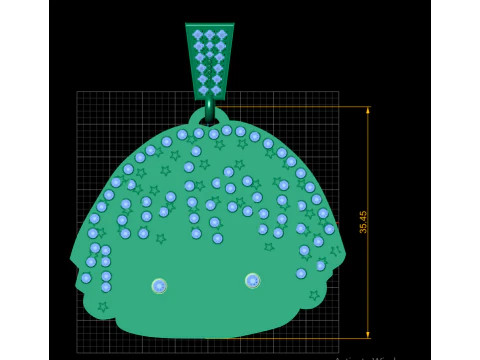 Celestial Anime Girl Diamond Pendant 3D Print Model