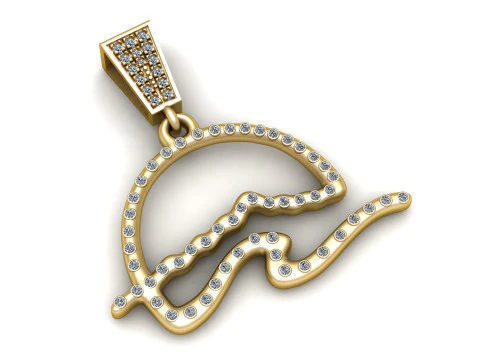 Pendentif initial en diamant Modèles 3D en vedette