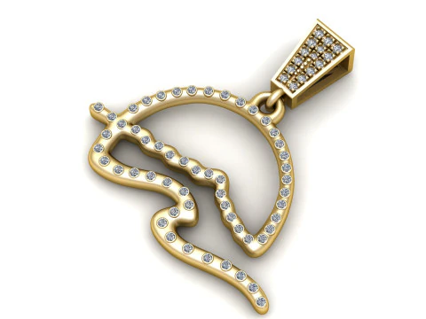 Liontin Awal Aksara Berlian Model Cetak 3D