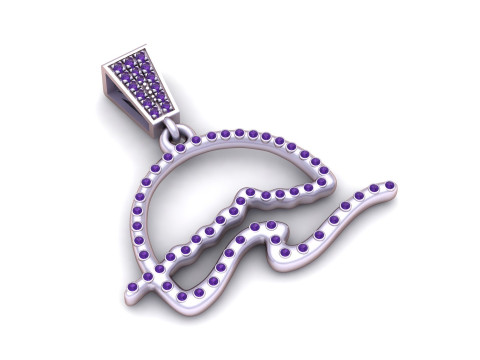 钻石文字首字母吊坠 3D 打印模型