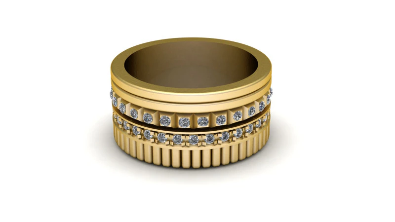 Cincin Pernyataan Berusuk Berlian Model Cetak 3D .c4d .max .obj .3ds .fbx .stl .blend 