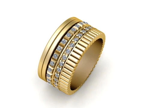 Cincin Pernyataan Berusuk Berlian Model Cetak 3D