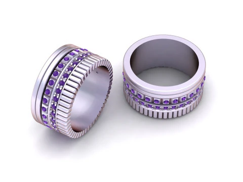 Cincin Pernyataan Berusuk Berlian Model Cetak 3D