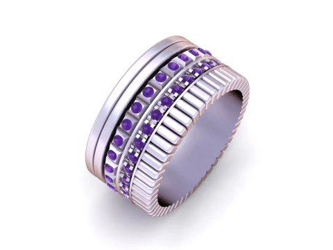 Cincin Pernyataan Berusuk Berlian Model Cetak 3D