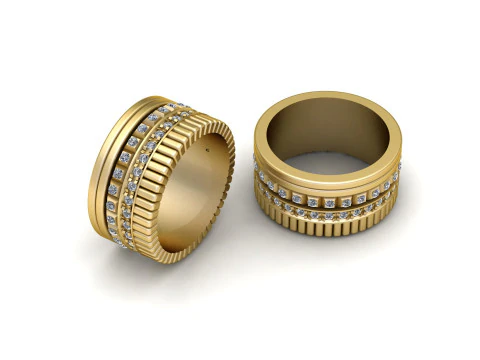 Cincin Pernyataan Berusuk Berlian Model Cetak 3D