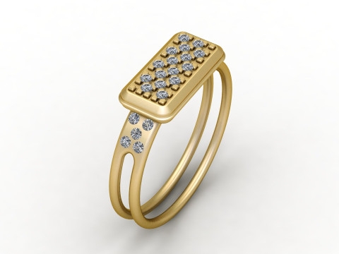 Diamant-Rechteck-Doppelband-Rin 3D Druckmodell