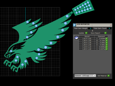 Подвеска Majestic Eagle с бриллиантами 3D Принт Модель