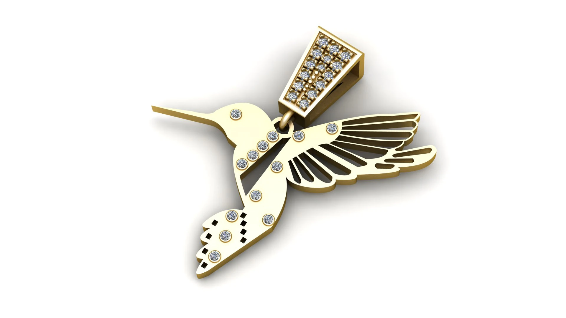 Diamond Hummingbird Pendan 3D Print Model .c4d .max .obj .3ds .fbx .stl .blend 