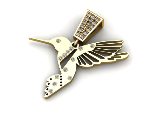 Diamant-Kolibri-Anhänger 3D Druckmodell