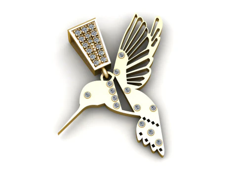 Diamond Hummingbird Pendan 3D Print Model