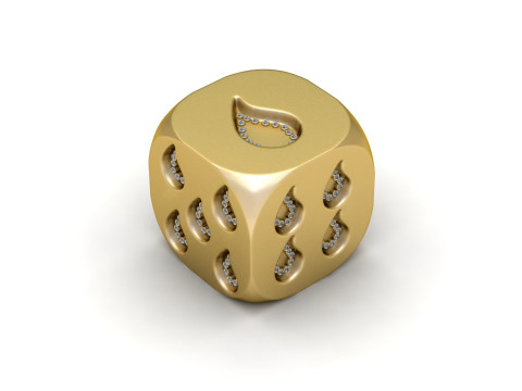 Diamant-Flammen-Würfel-Charm 3D Druckmodell