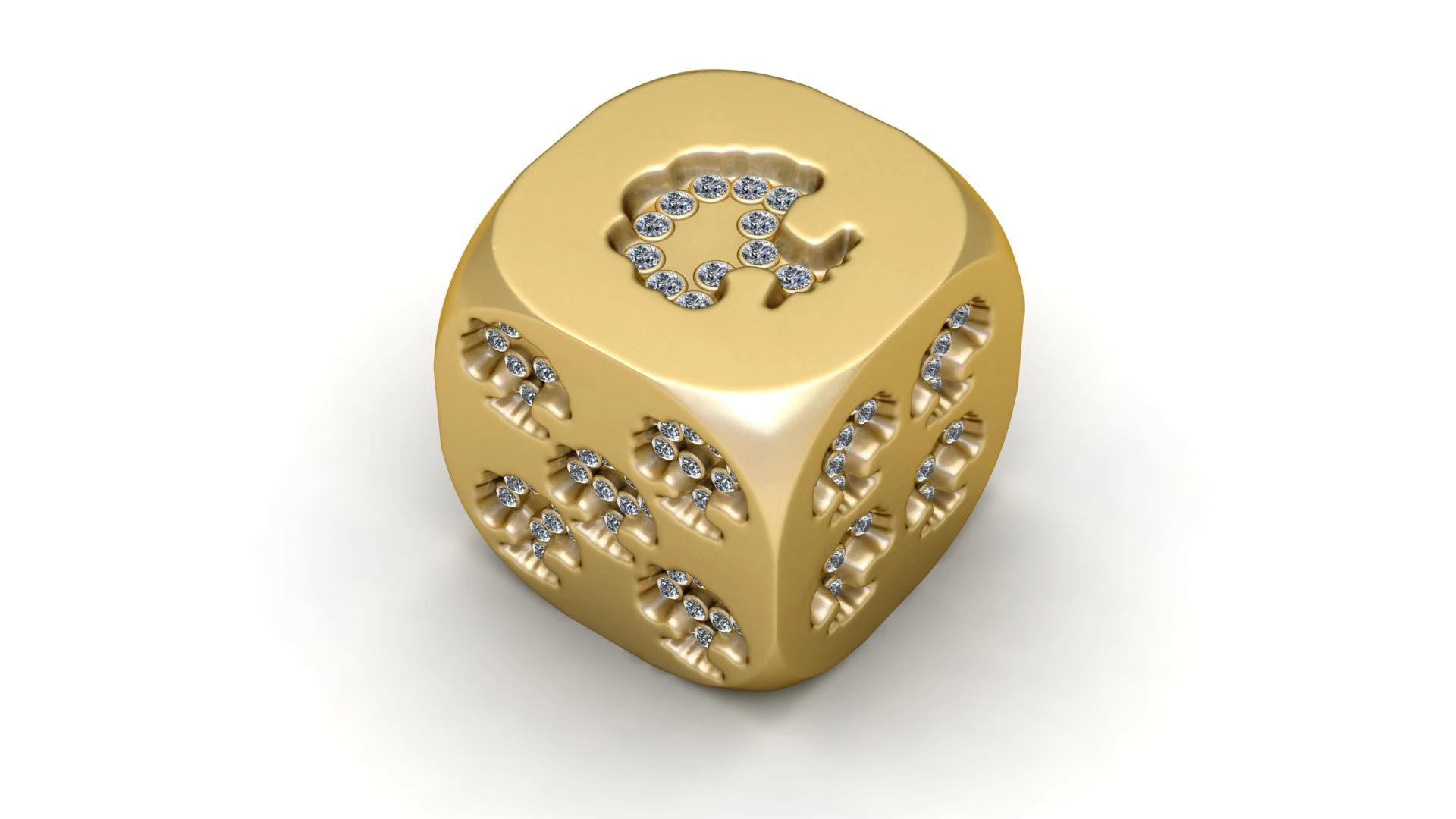 Diamond Lion Dice Charm 3D Print Model .c4d .max .obj .3ds .fbx .stl .blend 