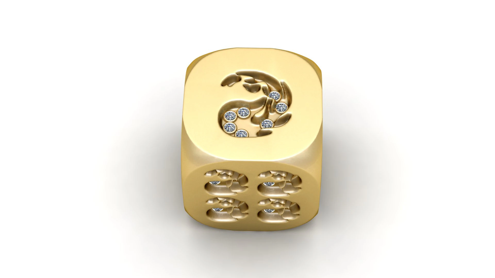 Luxury Diamond Lion Emblem Gold Cube Charm 3D Print Model .c4d .max .obj .3ds .fbx .stl .blend 