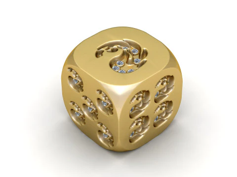 Luxury Diamond Lion Emblem Gold Cube Charm 3D Print Model