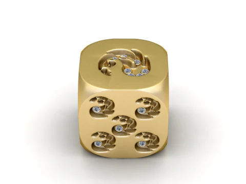 Luxury Diamond Lion Emblem Gold Cube Charm 3D Print Model