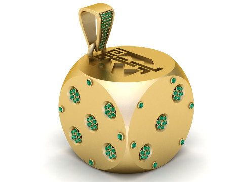 Luxuriöser Smaragd-Würfel-Anhänger 3D Druckmodell