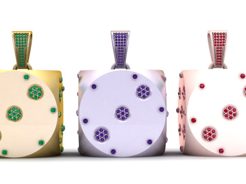 Роскошный кулон в виде кубиков с изумрудом 3D Принт Модель