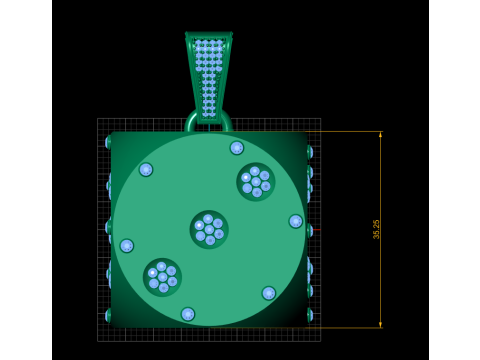 Роскошный кулон в виде кубиков с изумрудом 3D Принт Модель