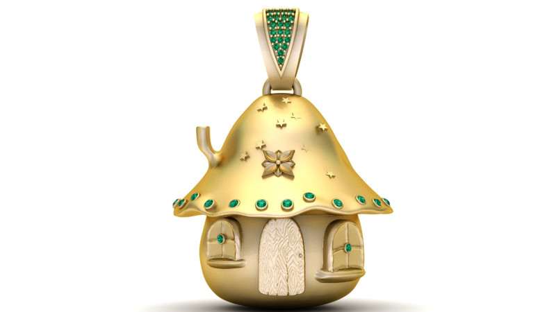 Luxuriöser Smaragd-Feenhaus-Anhänger 3D Druckmodell .c4d .max .obj .3ds .fbx .stl .blend