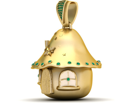 Luxuri&ouml;ser Smaragd-Feenhaus-Anh&auml;nger 3D Druckmodell