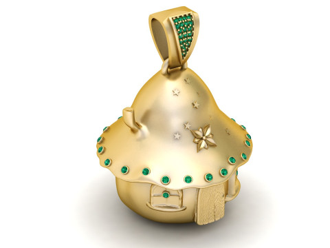 Luxuri&ouml;ser Smaragd-Feenhaus-Anh&auml;nger 3D Druckmodell