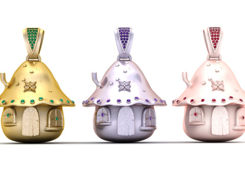 Luxuri&ouml;ser Smaragd-Feenhaus-Anh&auml;nger 3D Druckmodell