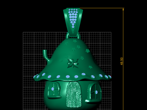 Luxuri&ouml;ser Smaragd-Feenhaus-Anh&auml;nger 3D Druckmodell