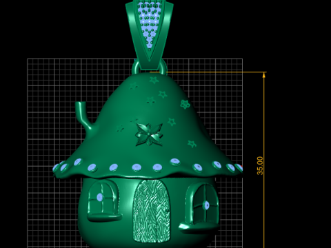 Luxuri&ouml;ser Smaragd-Feenhaus-Anh&auml;nger 3D Druckmodell