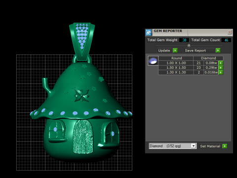 Luxuri&ouml;ser Smaragd-Feenhaus-Anh&auml;nger 3D Druckmodell
