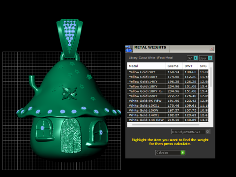 Luxuri&ouml;ser Smaragd-Feenhaus-Anh&auml;nger 3D Druckmodell