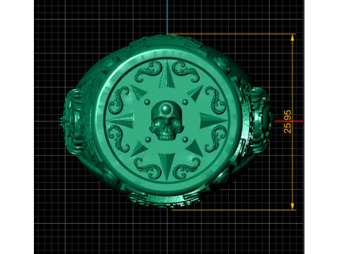 Masonic Compass Skull Signet Ring 3D Print Model