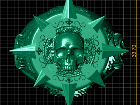 Skull Sunburst Signet Ring 3D Print Model