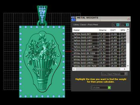 Luxury Floral Basket Gold Pendant with Diamond Border 3D Model