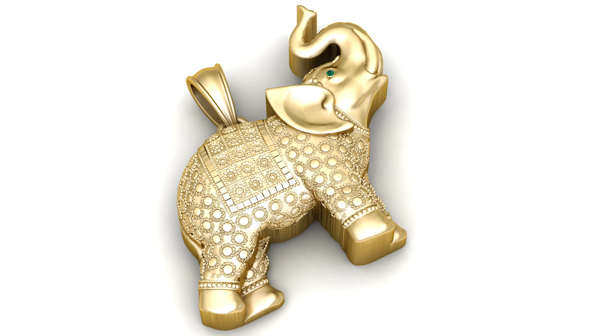 Royal Ornate Elephant Gold Pendant 3D Model .c4d .max .obj .3ds .fbx .stl .blend 