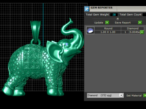 Royal Ornate Elephant Gold Pendant 3D Model