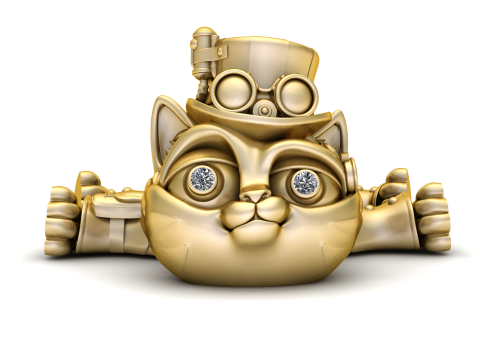 Steampunk-Katze-Schwert-Goldanh&auml;nger 3D Modell